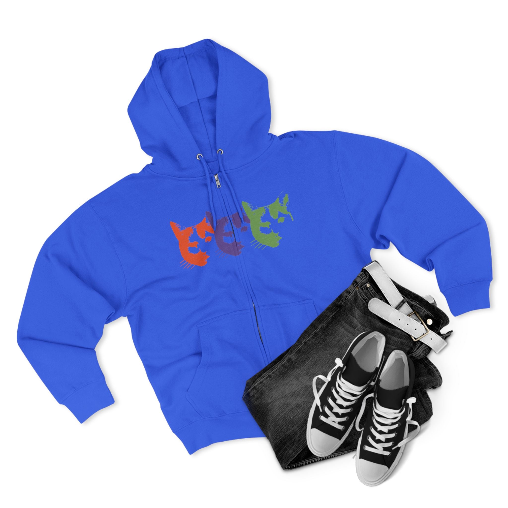Triple Kitty Unisex Zip Hoodie